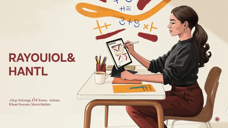 Illustration: digitale Mathematikstunde mit Whiteboard und Notizen